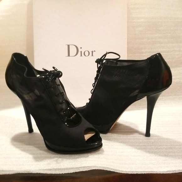 Dior Shoes - Christian Dior canvas peep toe pumps.